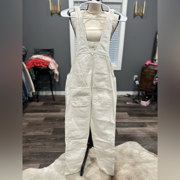 Women’s Carhartt WIP Norris White Denim Adjustable Overalls Extra Small Rare - Picture 7 of 8